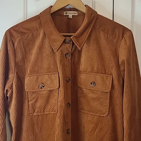 Democracy Women's Corduroy Shirt Jacket In Burnt Orange Rust Size L - Picture 3 of 13